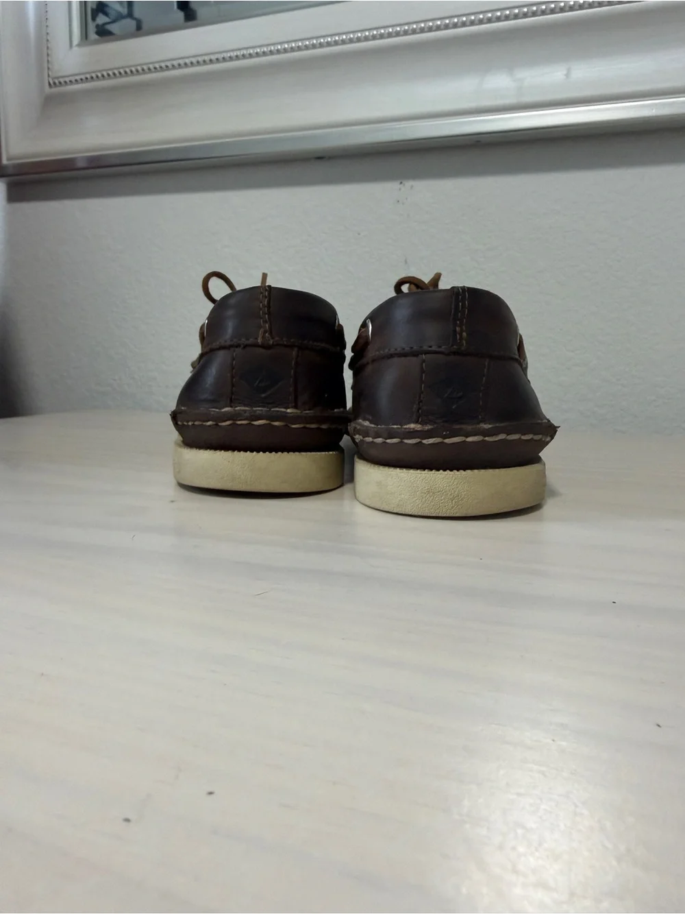 Sperry Dark Brown Leather Boat Shoes with Tan Laces